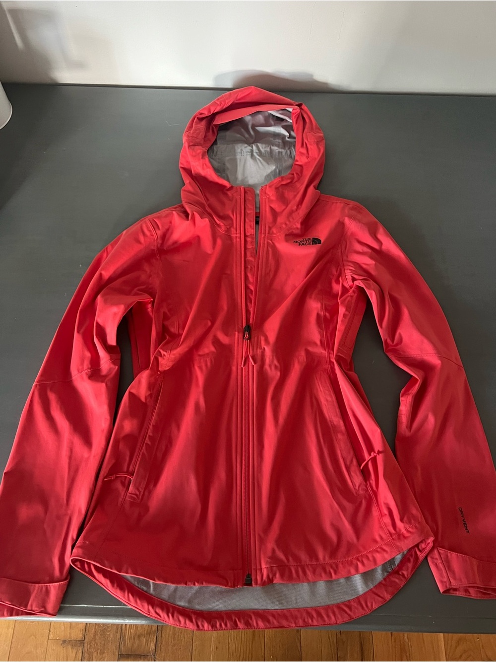 The North Face Women’s Hooded Rain Jacket Coral Red